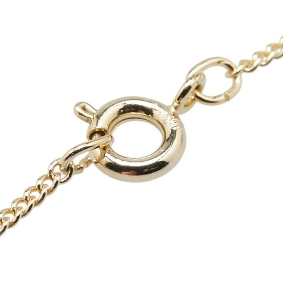 CHANEL CC Logo Rhinestone Round Pendant Necklace 16" Gold Tone Auth w/Box #05404 - Picture 6 of 7